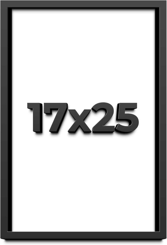 17x25 Shadow Box Black Solid Wood Display Frame with White Acid-Free Backing UV Acrylic & Hanging Hardware - with 3/4" Usable Depth