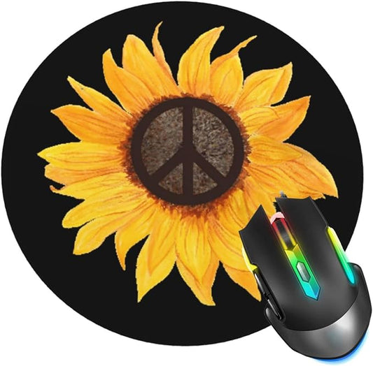 Sunflower Flower Mouse Pad, Peace Sign Mouse Pads by ZUIDSYI