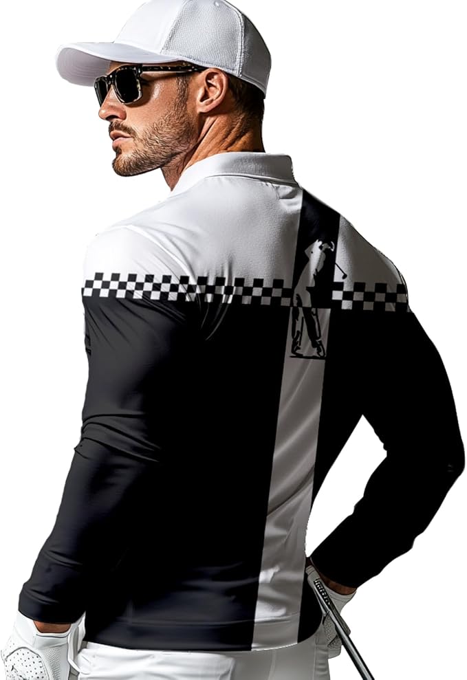 Men's Long Sleeve Golf Shirt Quick Dry 3 Button Work Fishing Outdoor Casual - Image 2