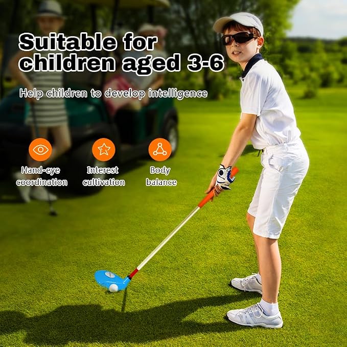 Kids Golf Clubs Set Children Golf Set Yard Sports Tools Three Clubs - Image 9