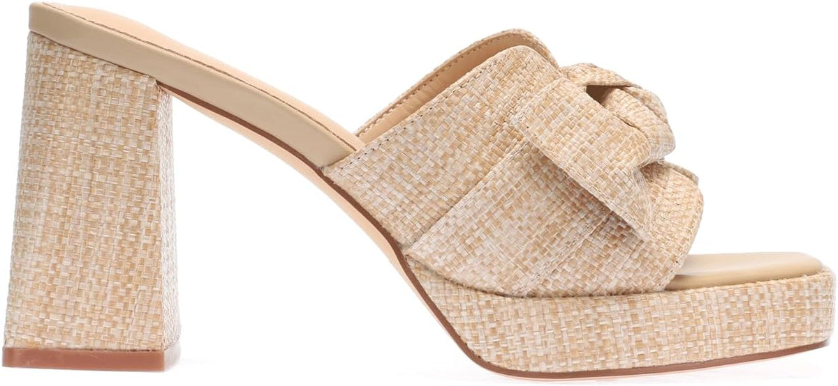 Monrovia Womens Sandals Heels for Women Slide On Block Chunky Platform High - Image 4