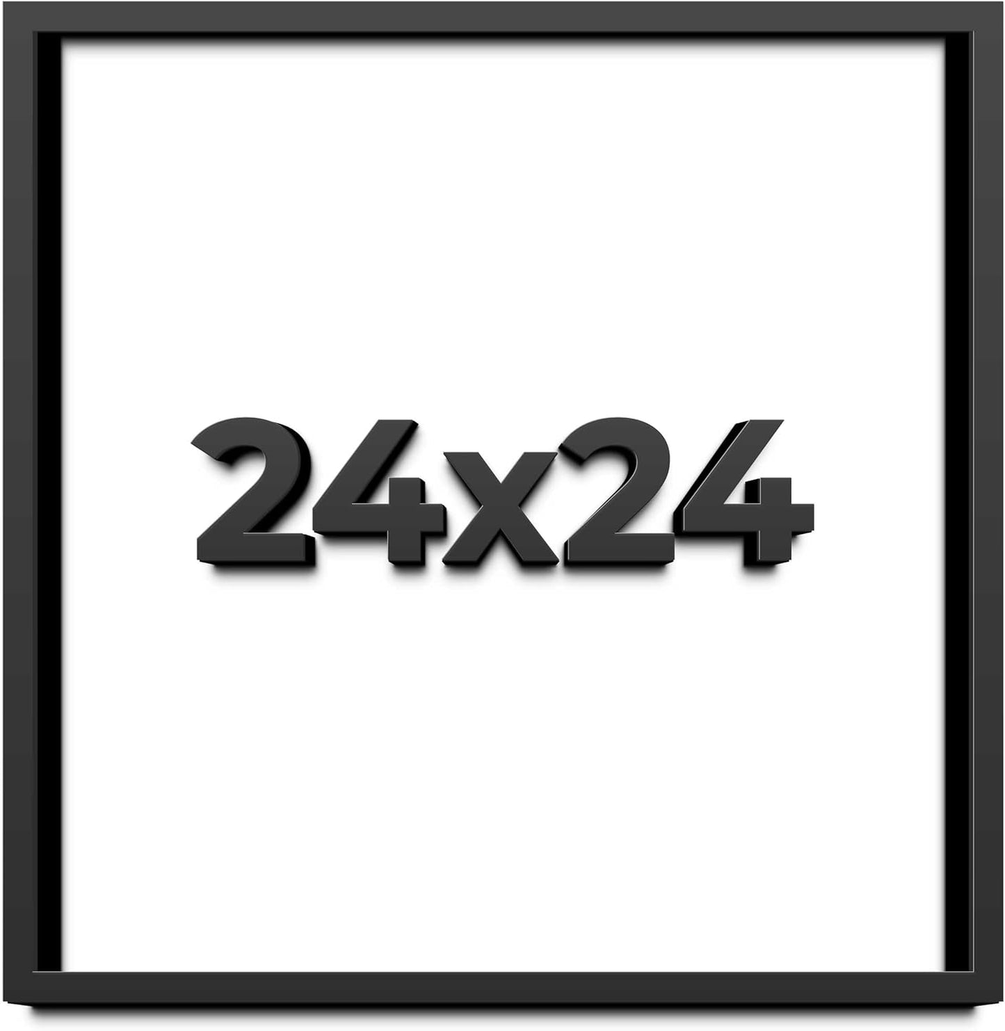 24x24 Shadow Box Black Solid Wood Display Frame with White Acid-Free Backing UV Acrylic & Hanging Hardware - with 3/4" Usable Depth