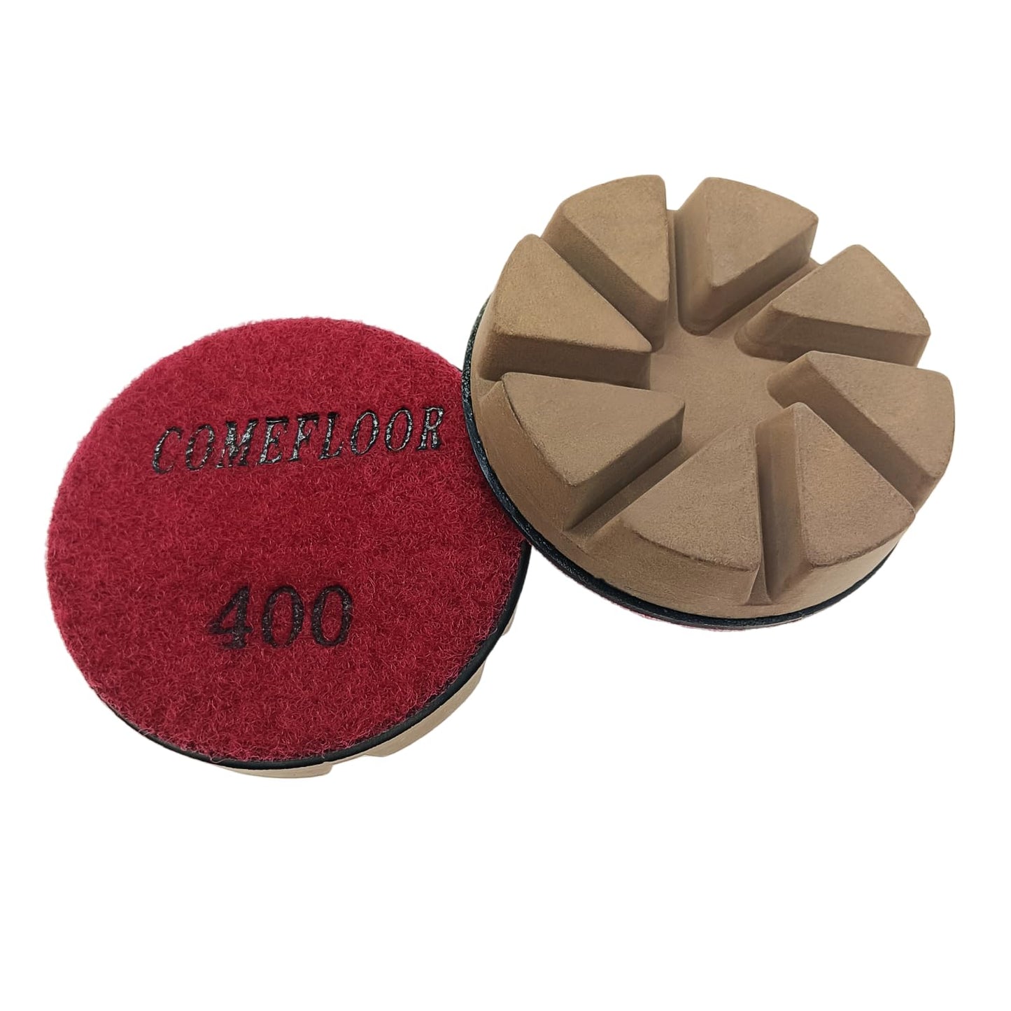 Hybrid Diamond Ceramic Polishing Pucks, Aggressive Concrete Terrazzo Floor Hook n Loop Grinding Pads, 3 Inch Long Using Life Transitional Discs,400# 3PCS