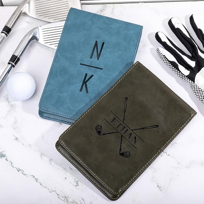 Custom Name Golf Scorecard Holder Leather Personalized Monogram Golf Yardage - Image 7