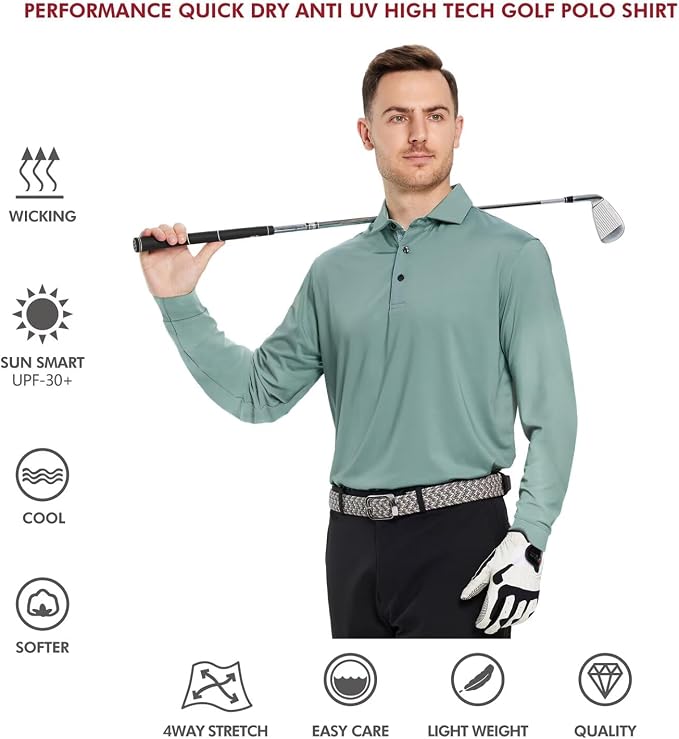 Mens Polo Shirts Short and Long Sleeve Casual Solid Stylish Dry Fit Performance - Image 5