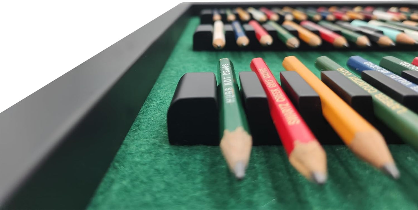 18hills Premium Wood Golf Pencil Case Holder Display - Holds 51 Pencils - Perfect Golf Gift