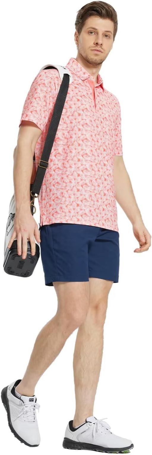 M MAELREG Mens Golf Shirt Short Sleeve Dry Fit Print Moisture Wicking - Image 3