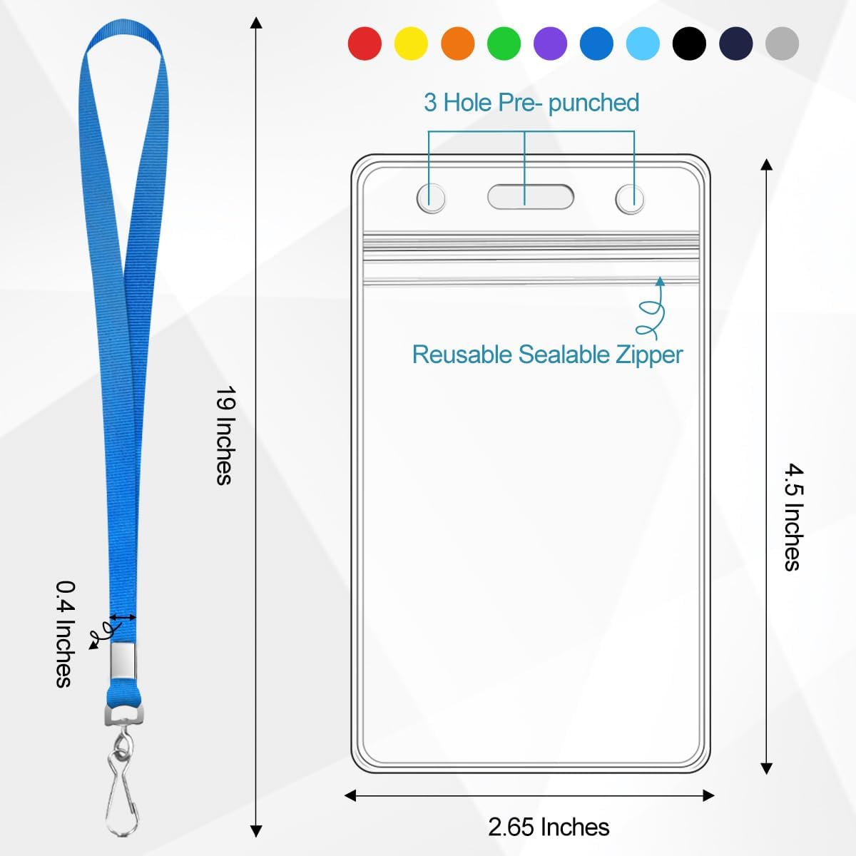 20 Pack Cruise Lanyard With Waterproof ID Card Holder, Durable Assorted Color (10 Colors) for Carnival Cruises Cards and Ships Key