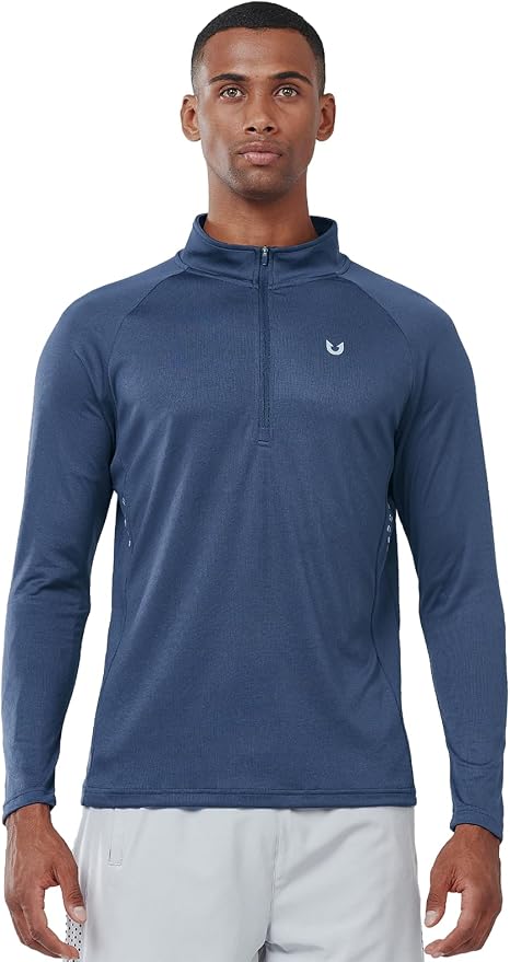 NORTHYARD Quarter Zip Pullover Men Running Shirt Long Sleeve Moisture Wicking - Image 2