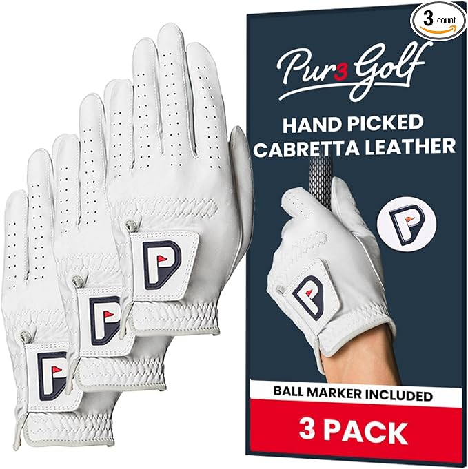 PUR3 Cabretta Leather Golf Gloves Men | Multi-Pack | Real Genuine Ultra Soft by PUR3GOLF