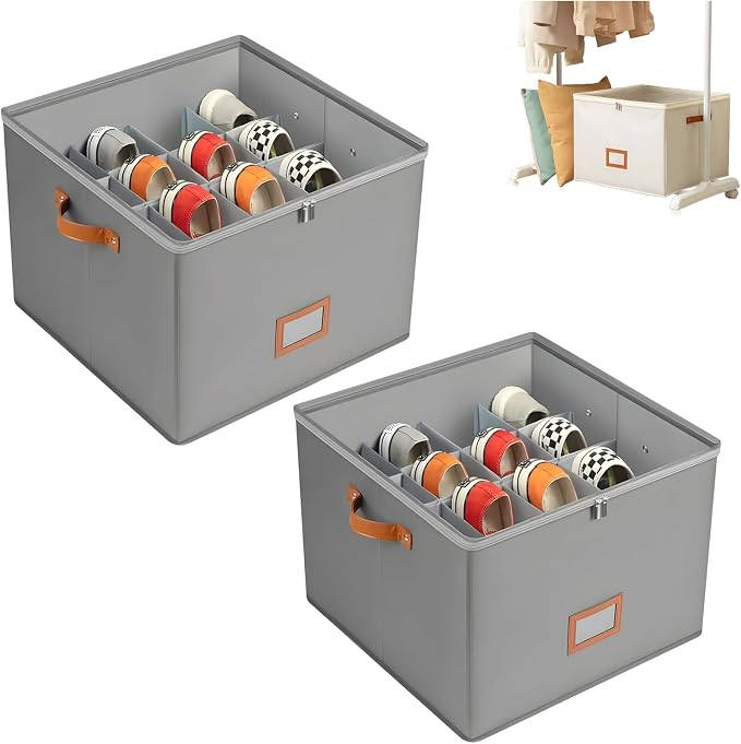 Atlodas Fabric Shoe Organizer Storage Box, 2 Pack Foldable Shoe Storage by Atlodas