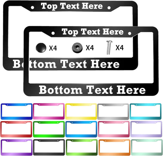 2 Packs Custom License Plate Frame Personalized Car Tag Frame with Screw Caps,2 Holes,12"x6",Style 2