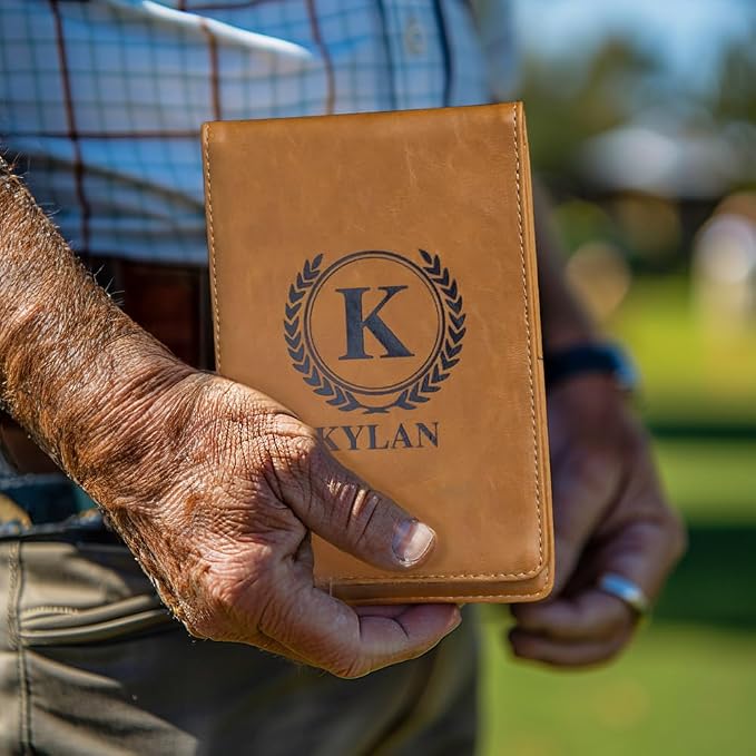 Custom Name Golf Scorecard Holder Leather Personalized Monogram Golf Yardage - Image 8