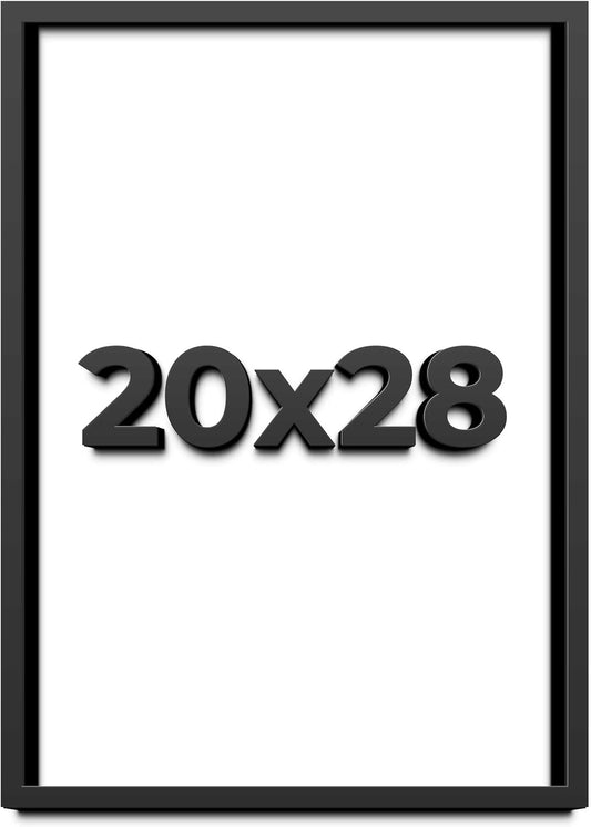 20x28 Shadow Box Black Solid Wood Display Frame with White Acid-Free Backing UV Acrylic & Hanging Hardware - with 3/4" Usable Depth