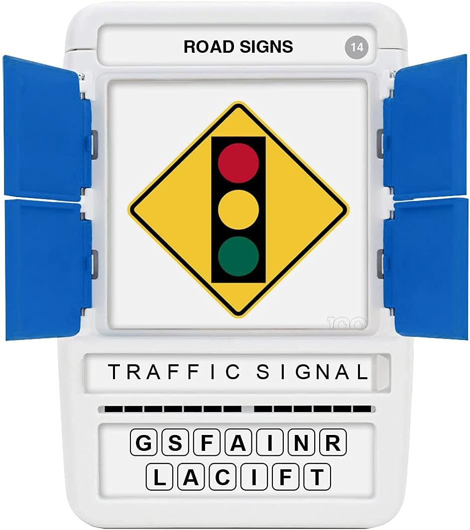 100 PICS US Road Signs Travel Game - Learn 100 Road Signs | Flash Cards with Slide Reveal Case | Card Game, Gift, Stocking Stuffer | Hours of Fun for Kids and Adults | Ages 6+