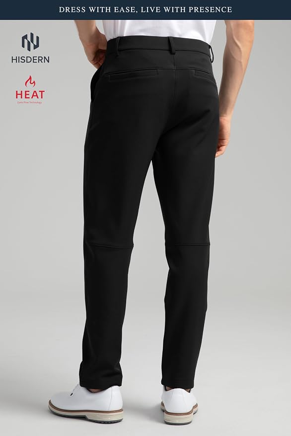 HISDERN Heat 701 Men's Thermal Golf Pants Stretch Fleece 30"/32" No Iron Comfy - Image 4