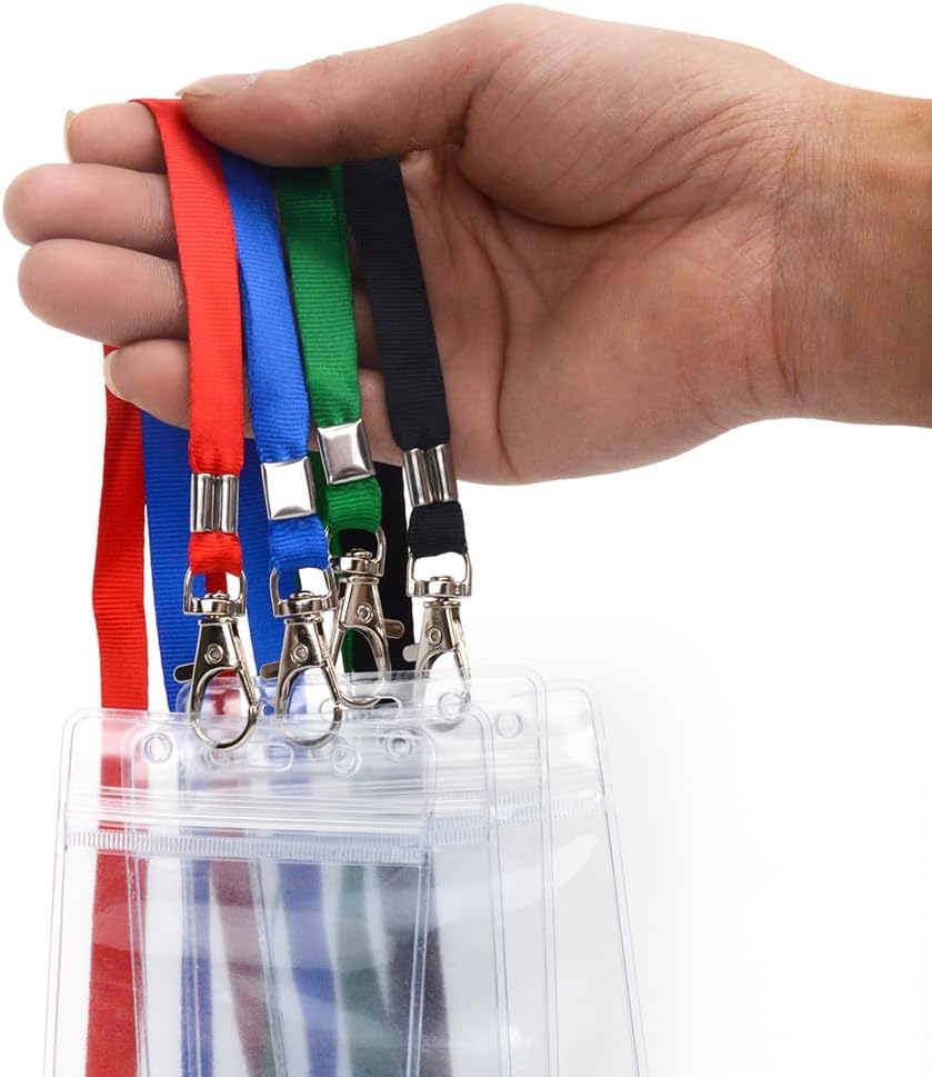 Lanyards 10 Pcs Bulk Lanyard for Id Badges Flat Black Lanyard with Badge Clip Swivel Hook (10, Navy Blue)