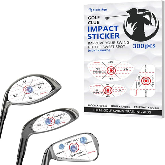 Golf Impact Tape, Self-Teaching Sweet Spot and Consistency Analysis, Golf Club Impact Stickers for Iron, Wood & Fairway Clubs, Non-Residue, Swing Training Aid Impact Labels