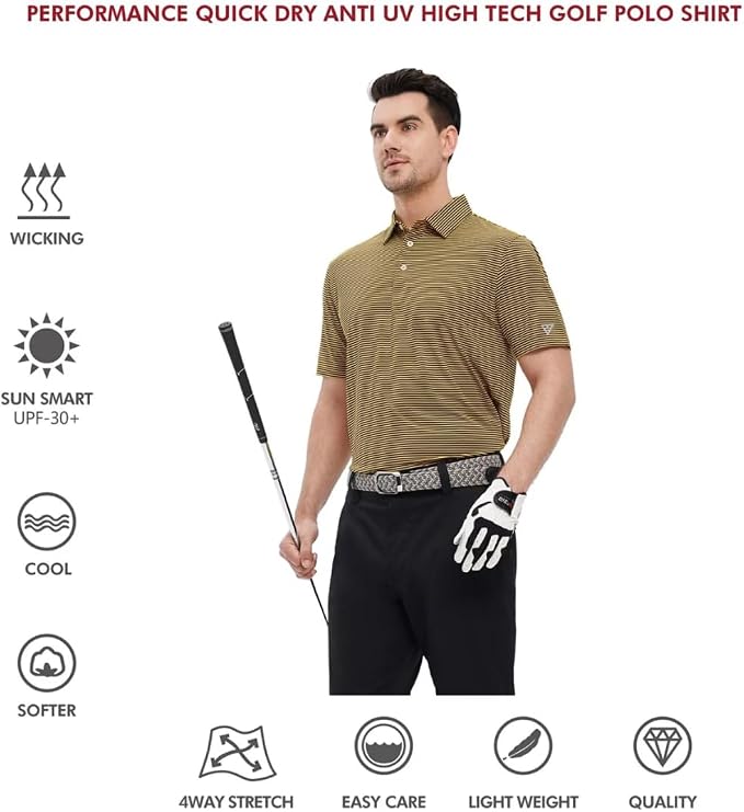 Golf Shirts for Men Dry Fit Short Sleeve Print Performance Moisture Wicking - Image 5
