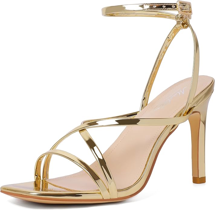 Mostrin Strappy Heels for Women Square Open Toe Lace Up Heeled Sandals Ankle by Mostrin