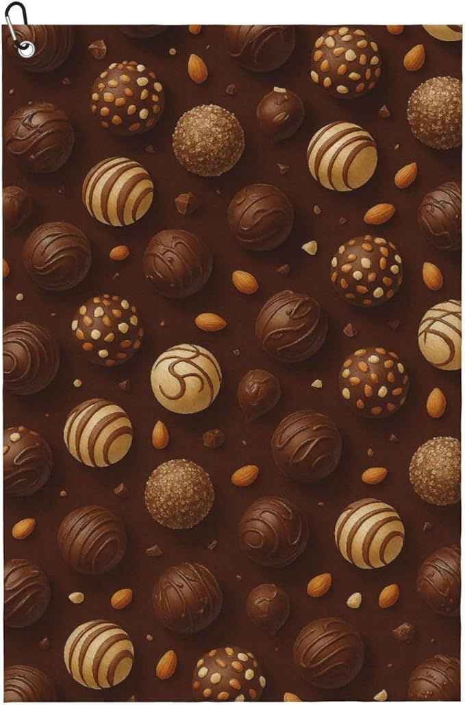 Chocolate & Nuts Golf Towel Waffle Microfiber by ZEYARUIBO
