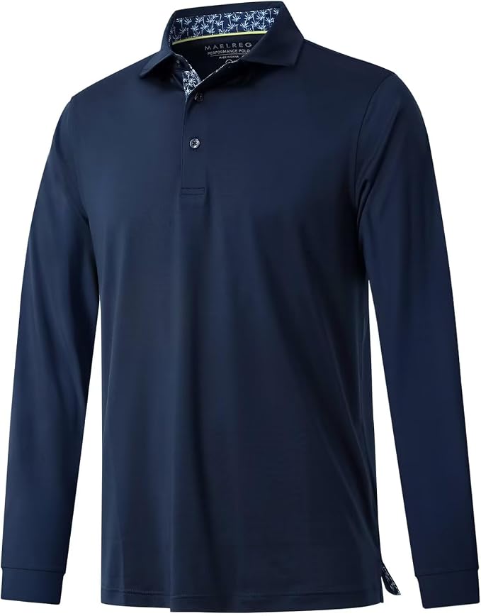Mens Polo Shirts Short and Long Sleeve Casual Solid Stylish Dry Fit Performance by MAELREG