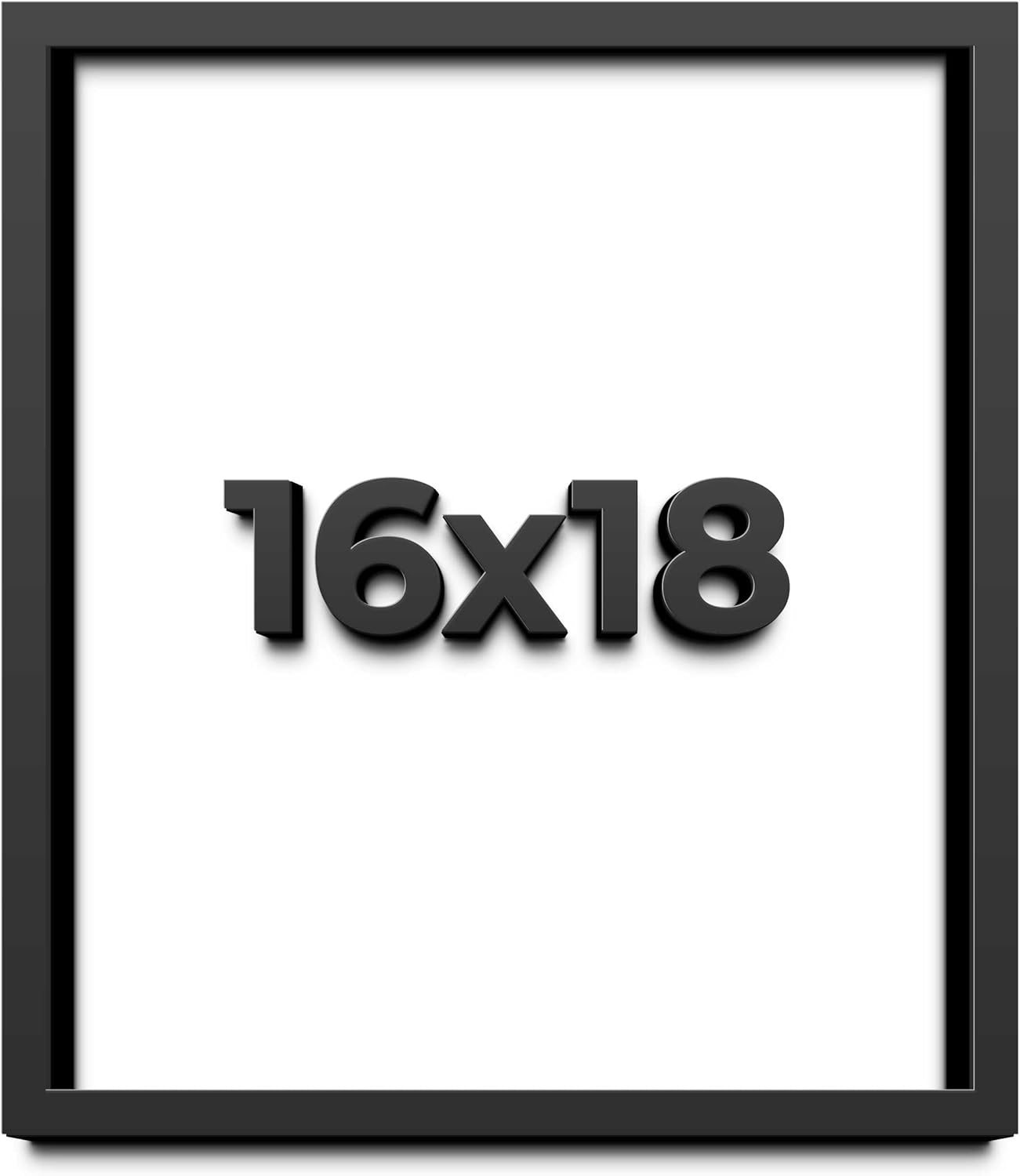 16x18 Shadow Box Black Solid Wood Display Frame with White Acid-Free Backing UV Acrylic & Hanging Hardware - with 3/4" Usable Depth