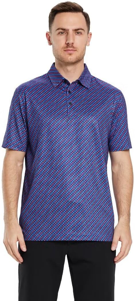 Golf Shirts for Men Dry Fit Short Sleeve Print Performance Moisture Wicking - Image 2