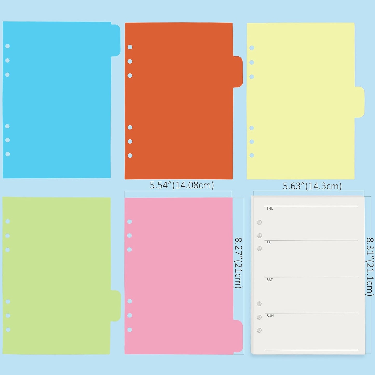 Harphia A5 6 Holes Binder Refill Value Set,90sheets weekly plan paper with sticker and divider,week planner inserts with binder pockets for A5 binder 6 hole refillable notebook,005da5week