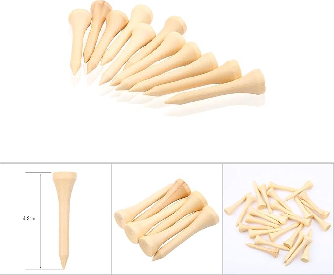Agatige 100PCS Wood Golf Tees, Wooden Friendly Golftees Strong Stable Golfball - Image 4