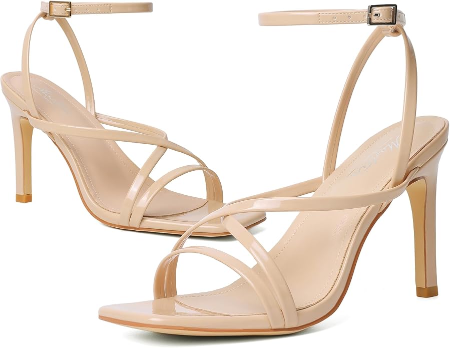 Mostrin Strappy Heels for Women Square Open Toe Lace Up Heeled Sandals Ankle - Image 8
