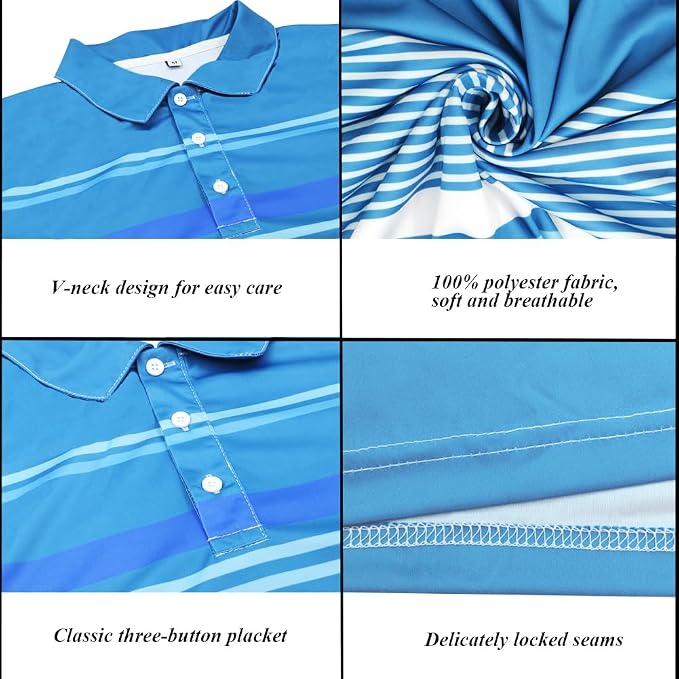 Men's Long Sleeve Golf Shirt Quick Dry 3 Button Work Fishing Outdoor Casual - Image 5