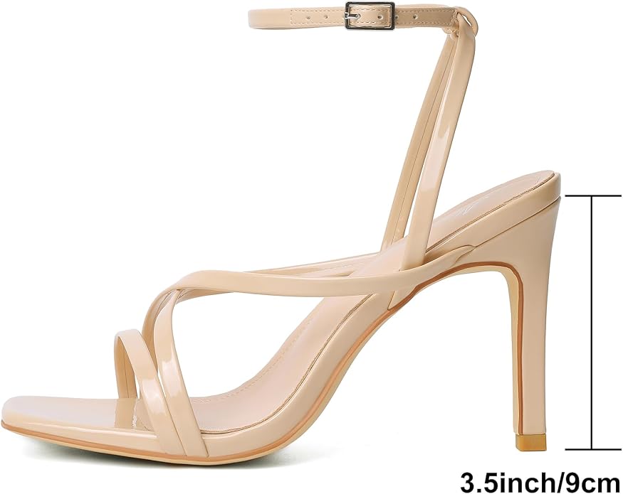 Mostrin Strappy Heels for Women Square Open Toe Lace Up Heeled Sandals Ankle - Image 2