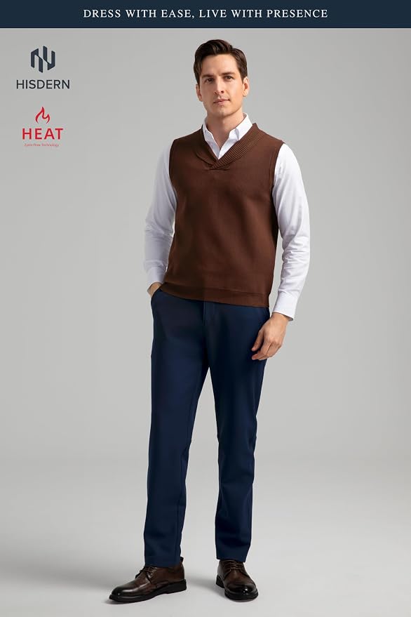 HISDERN Heat 701 Men's Thermal Golf Pants Stretch Fleece 30"/32" No Iron Comfy - Image 2