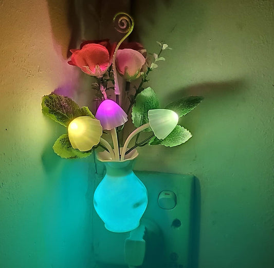 AUSAYE 1Pack Plug in LED Night Light Auto Dusk to Dawn Sensor,0.5W Energy Saving Lamp Dream Nightlight Rose Flower Mushroom Night Lights for Kids Adults Bedroom,Bathroom,Living Room,Kitchen,Hallway