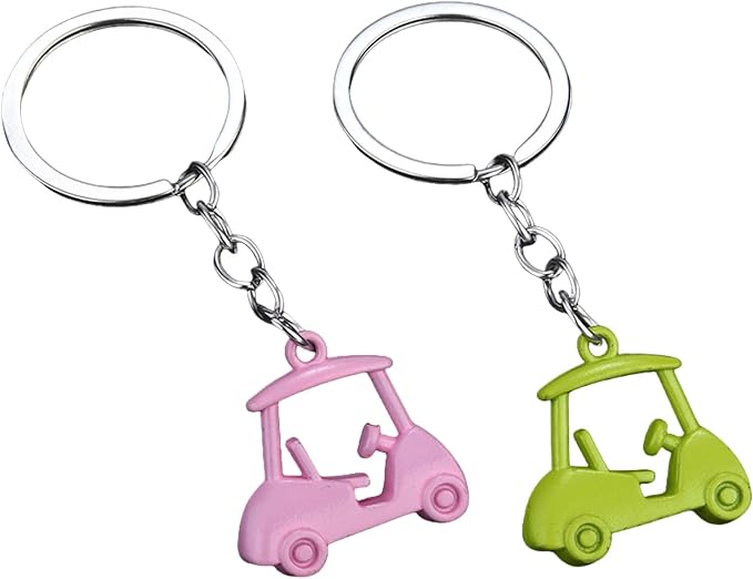 Pack Of 2 Zincs Alloy Realistic Golf Cart Keychains Golf Themed Holder - Image 6