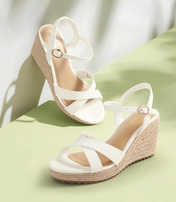 Ankis Wedge Sandals for Women, Espadrille Womens Wedge Sandals Comfortable Open - Image 2
