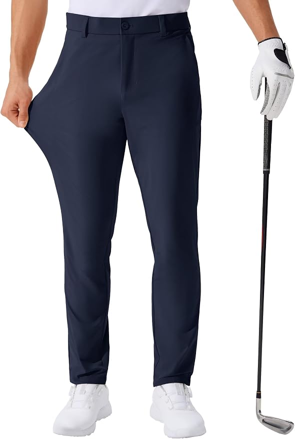 QPNGRP Men's Golf Pants 30"/32"/34" Inseam Lightweight Stretch Work Dress Pants by QPNGRP