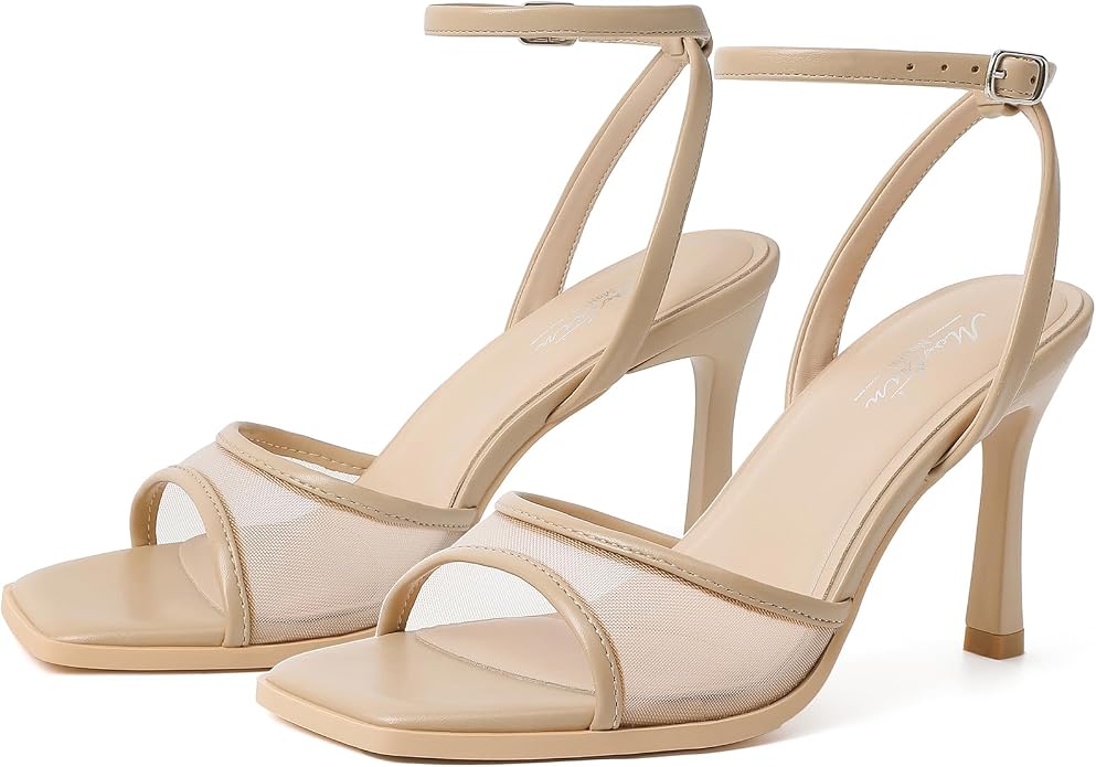 Mostrin Strappy Heels for Women Square Open Toe Lace Up Heeled Sandals Ankle - Image 8