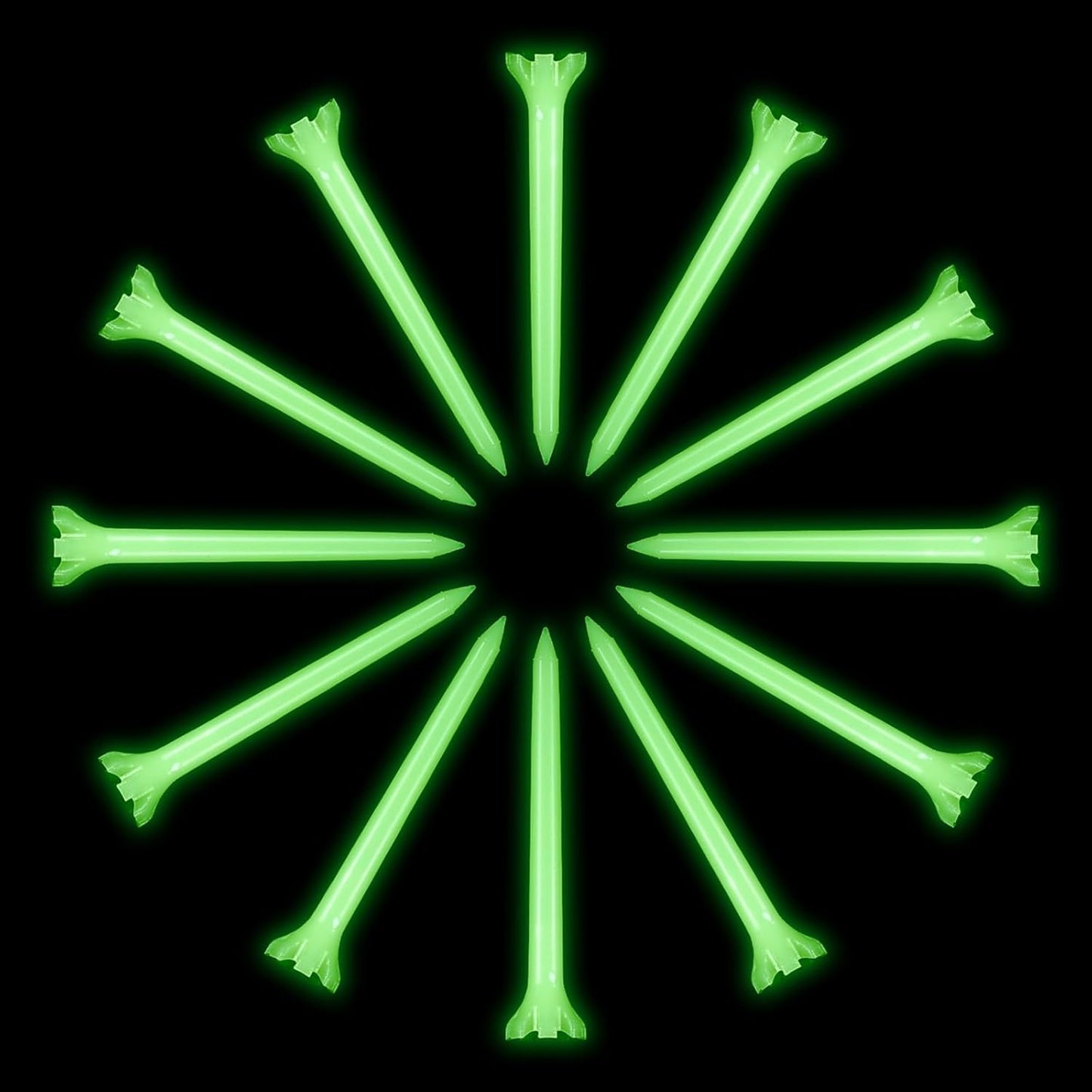 12 Pcs Glow in The Dark Golf Tees, Fluorescent Green Light Up Golf-Tees, Professional Plastic Golf-Tee for Night, Indoor Outdoor Training, Reduce Side Spin Friction