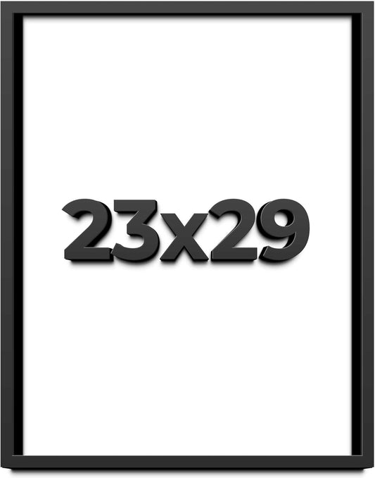 23x29 Shadow Box Black Solid Wood Display Frame with White Acid-Free Backing UV Acrylic & Hanging Hardware - with 3/4" Usable Depth