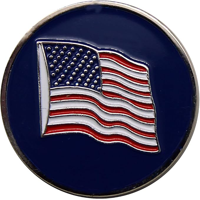 USA Flag Golf Ball Marker with USA Flag Hat Clip - Image 2