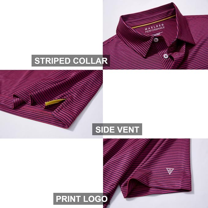 Golf Shirts for Men Dry Fit Short Sleeve Print Performance Moisture Wicking - Image 4