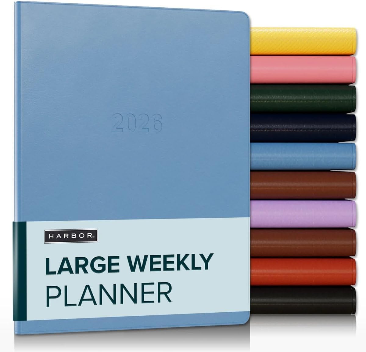 Harbor Large Weekly Monthly Planner 2025-2026 - Calendar Planner and Notebook, Durable Faux Leather, 192 Pages, Softcover & Book Bound - Cambridge Reef Blue - 9.75 x 7.5 "