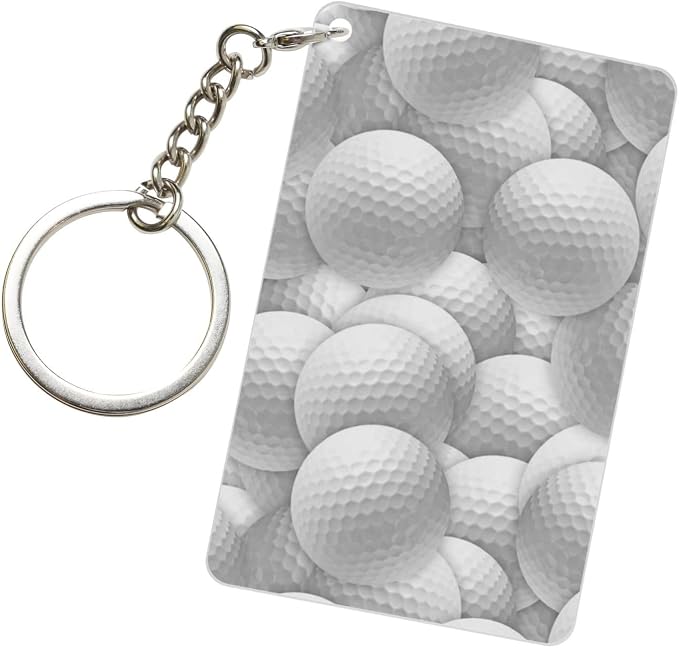 Astronaut Playing Golf Keychains Rectangular Acrylic Keychain Daily Key Ring by WINCCOR