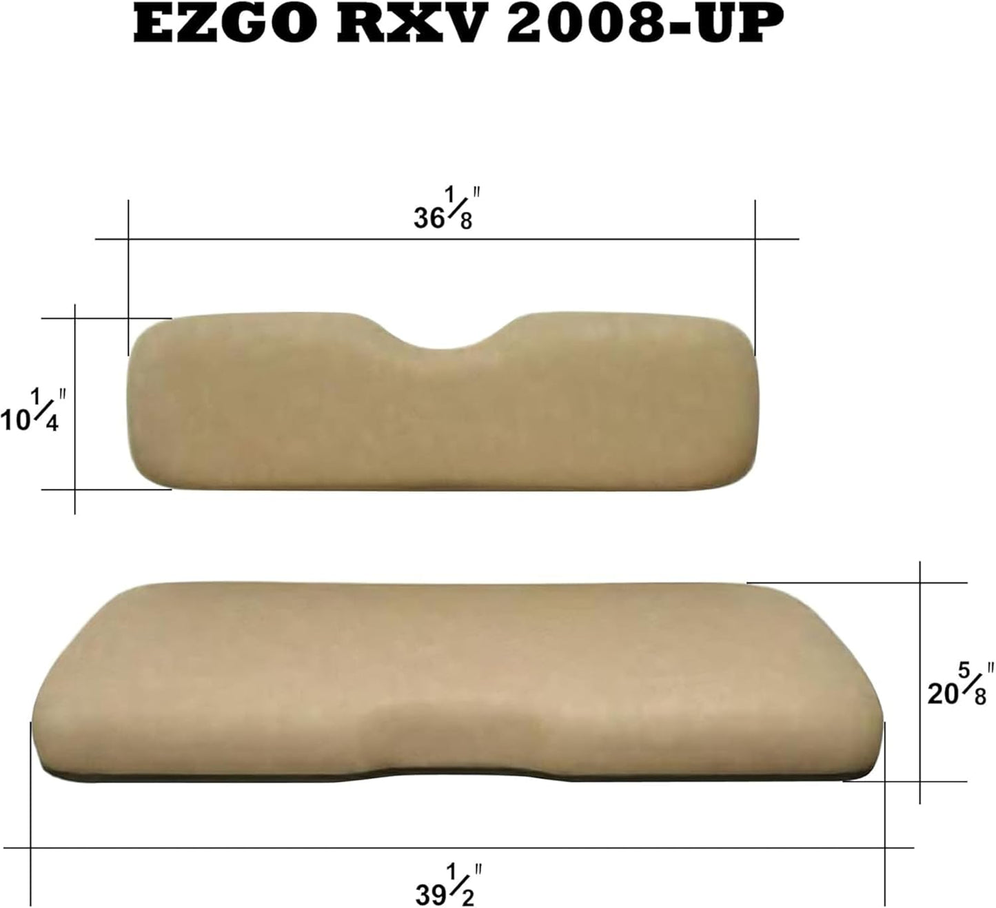 Huskey Parts Company Golf Cart Seat Cushion Stone Color Front Bottom Seat for EZGO RXV 2008 and Up, Golf Cart Front Seat Replacement with Mounting Hardware