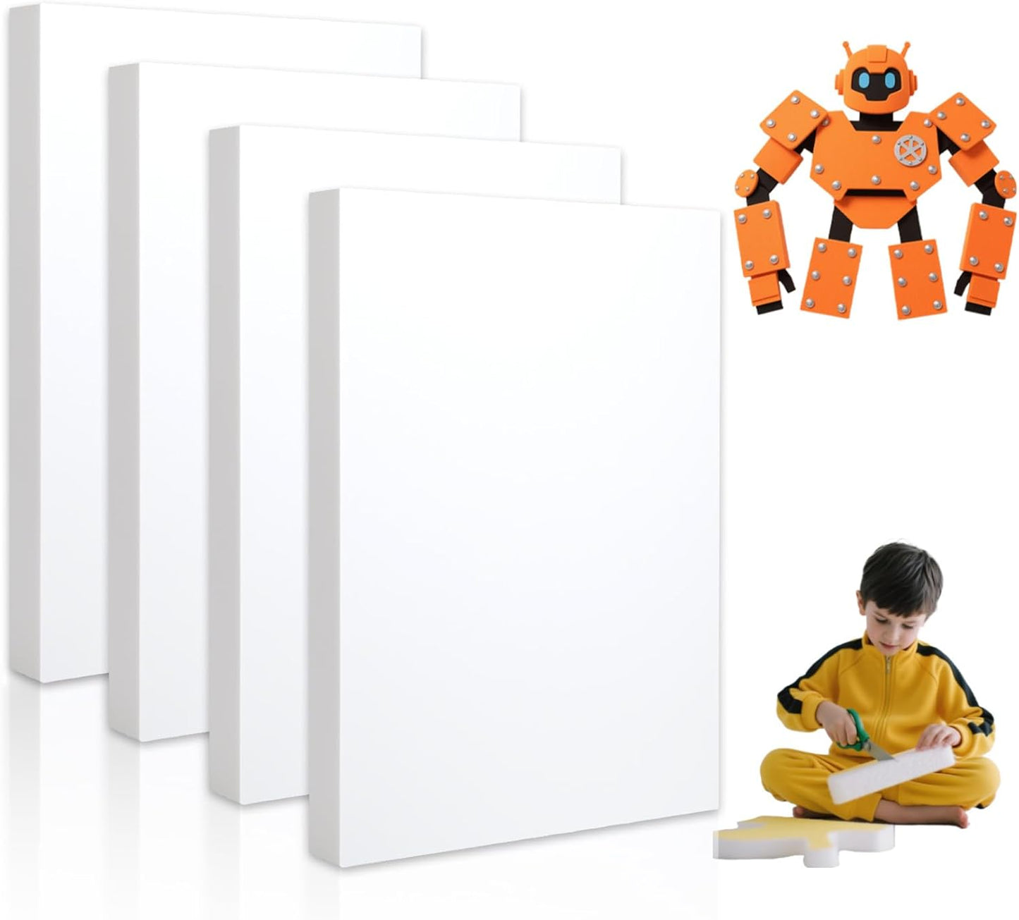 High Density XPS Foam Board,4 Pack 15.6x11.7x0.79in Polystyrene Craft Foam Sheets, Rigid and Easy to Shape,DIY Modeling Art Projects, Party Decoration, Foam Cosplay,Carve, Heat Insulation