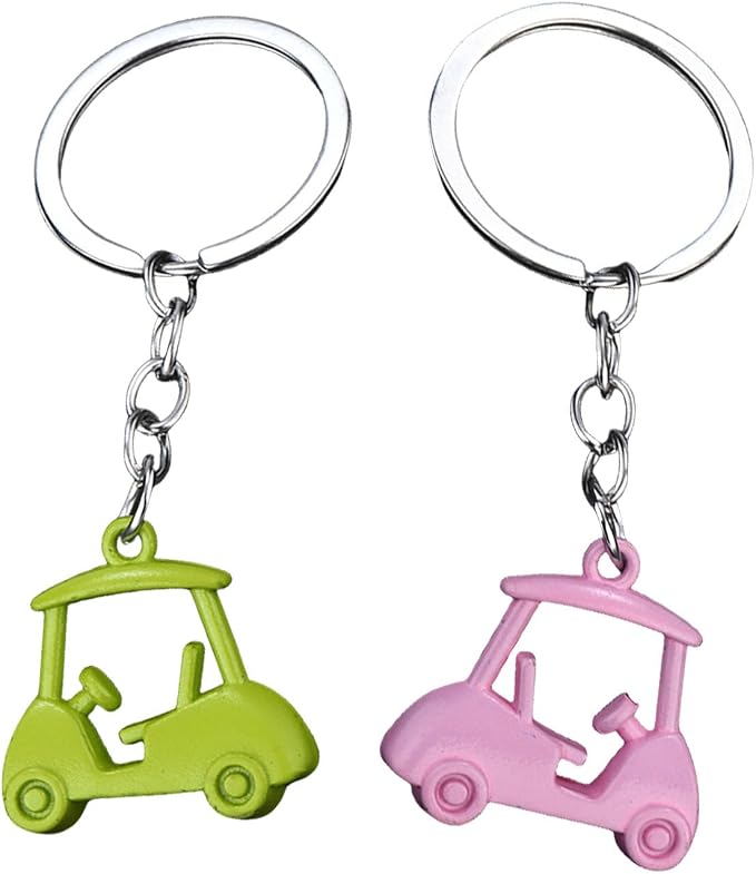 Pack Of 2 Zincs Alloy Realistic Golf Cart Keychains Golf Themed Holder - Image 7