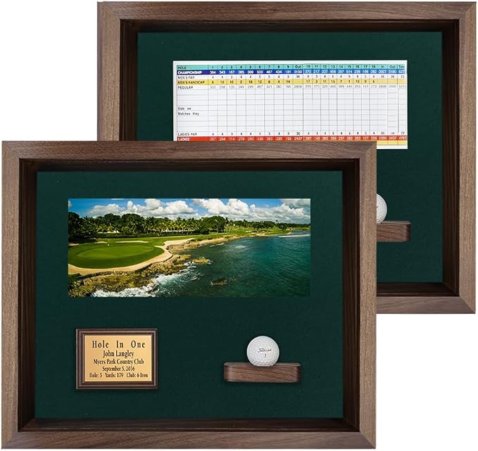 Hole in One Shadowbox and Golf Ball Display Case | Personalized Engraved Plate by EurekaGolfProducts
