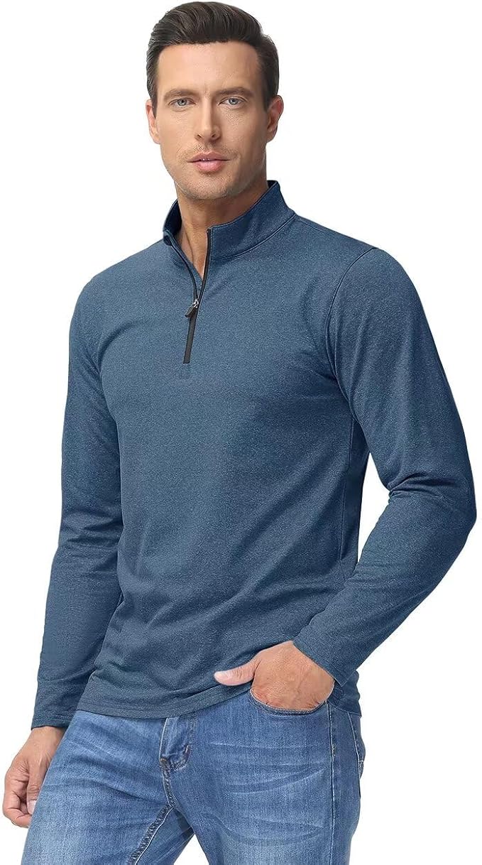 Boladeci Men's Quarter Zip Pullover Premium Fleece Lined Heather Long Sleeve - Image 2